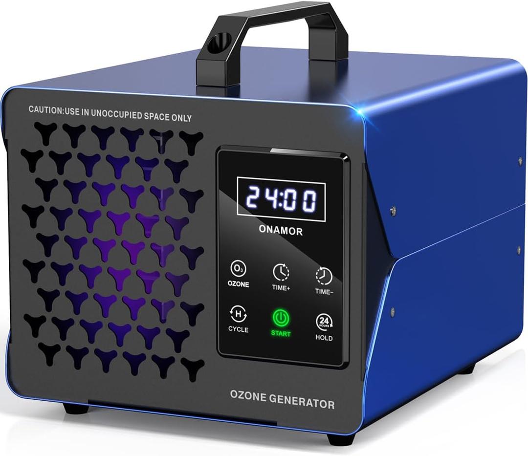 ONAMOR Digital Ozone Generator Odor Eliminator 99,000mg, High Capacity Ozone Machine Odor Removal Up to 8,000 Sq.Ft, Ionizer Deodorizer Ozonator for Home, Car, Smoke, Pet Room (Blue)