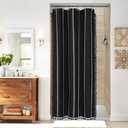 MitoVilla Black Small Stall Shower Curtain 36 x 72, Half Size Narrow Polyester Linen Heavy Fabric Shower Curtains for Boho Farmhouse Bathroom Decor, Wrinkle Resistant Cloth Shower Curtain