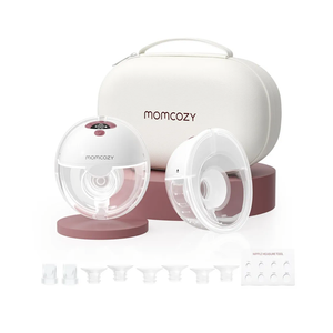 Momcozy Breast Pump Hands Free M5, Wearable Breast Pump of Baby Mouth Double-Sealed Flange with 3 Modes & 9 Levels, Electric Breast Pump Portable - 24mm, 2 Pack Cozy Red