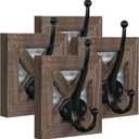 Autumn Alley Farmhouse Bathroom Hooks - 4 Pack Rustic Wall Hooks for Towels, Coats, and Robes - Wood and Galvanized Metal - Wall Mount (Brown)