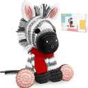CODGP Crochet Kit for Beginners,11.8in Crochet Animal Kit Zebra,Crochet Starter Kit Gift for Adults Kids with Yarn Sets,Amigurumi Crochet Kit with Step-by-Step Video Tutorials