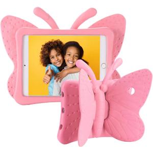 Kids iPad 6th Generation Case, iPad 5th Generation Case, iPad Air 2 Case for Kids,Cute Butterfly Shockproof EVA Foam Super Protection Stand Cover for 9.7" iPad Air/Air 2 iPad 2017/2018 - Pink