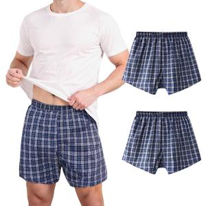 TIICHOO Incontinence Underwear for Men Washable Urinary Incontinence Boxer Regular Absorbency Mens Leak Proof Underwear (Large, Blue Plaid (Pack of 2))