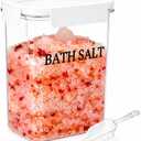 61 oz Bath Salt Jar, Plastic Bath Salt Container with Scoop, Airtight Storage with Locking Lids, Stackable Clear Canister for Epsom Salt, Bathtub Accessories