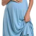 Off The Shoulder Maxi Maternity Dress for Photoshoot Baby Shower Sleeveless Casual Long Dresses (S)