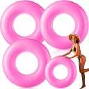 JellyArch 4 Pcs Inflatable Pool Floats 28 Inches Swim Tube Bulk for Adults Swimming Ring Pool Floaties for Beach Party Decorations Women and Men River Lake Summer Vacation Holiday (Rose Pink)