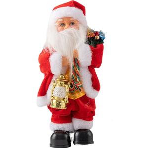 Funny Singing Dancing Christmas Santa with Red Glowing Lamp, Electric Musical Shaking Santa Claus Festival Christmas Party Home Office Fireplace Decorations Supplies Favors, 11 inch