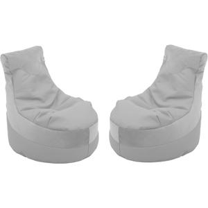 FDP Velvet and Vinyl Trendy Bean Bag, Children's Furniture for Bedroom, Playroom, Daycare, Preschool or Classroom, 2-Pack - Sterling