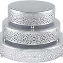 Cake Stand Set of 3 Metal Cupcake Stands Dessert Display Plate for Wedding Party Birthday (3 Pcs, Matte Silver)