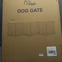 Metal Freestanding Dog Gates with Door,Extra Wide 24", 32" Height Foldable Dog Fence for Indoor & Outdoor, Heavy Duty Freestanding Pet Barrier for Stairs, Doorways, Halls, Kitchen,Yard,Christmas Tree (Black)