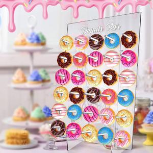 Large Clear Donut Stands Acrylic Display Wall Stand for Party Board for 60 Pcs Donuts Dessert Table Baby Showers, Birthday, Holiday Gathering Decorations