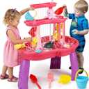 Water Table for Toddlers 3-5 with Pump Kids Sand and Water Activity Sensory Play Table Outdoor Toys for Kids Ages 4-8 Summer Outside Beach Pool Backyard Toys Age 3 4 5 Year Old Boys Girls Gifts (Pink)