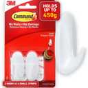 Command Hooks, Small, Decorate Damage-Free, Indoor Use (17082ES),2pcs