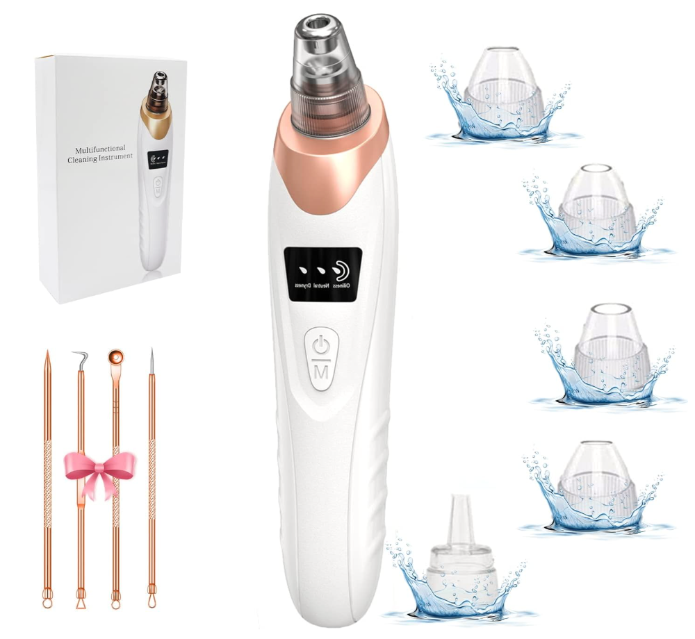 2025 Blackhead Remover Pore Vacuum,Facial Pore Cleaner-5 Suction Power,5 Probes,USB Rechargeable Blackhead Vacuum Kit Electric Acne Extractor Tool for Adult