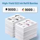 Replacement for Epson 522 High Capacity Ink Refill Bottles Works with EcoTank ET-2400 ET-2720 ET-2800 ET-2803 ET-2840 ET-4700 ET-4800 ET-4810 ET-3760 ET2760 ET2750 ET-4760 ET-2850 ET-15000 (550ML)