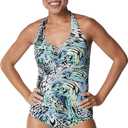 Speedo Women's Swimsuit One Piece V-Neck Shirred Halter Moderate Cut (12)