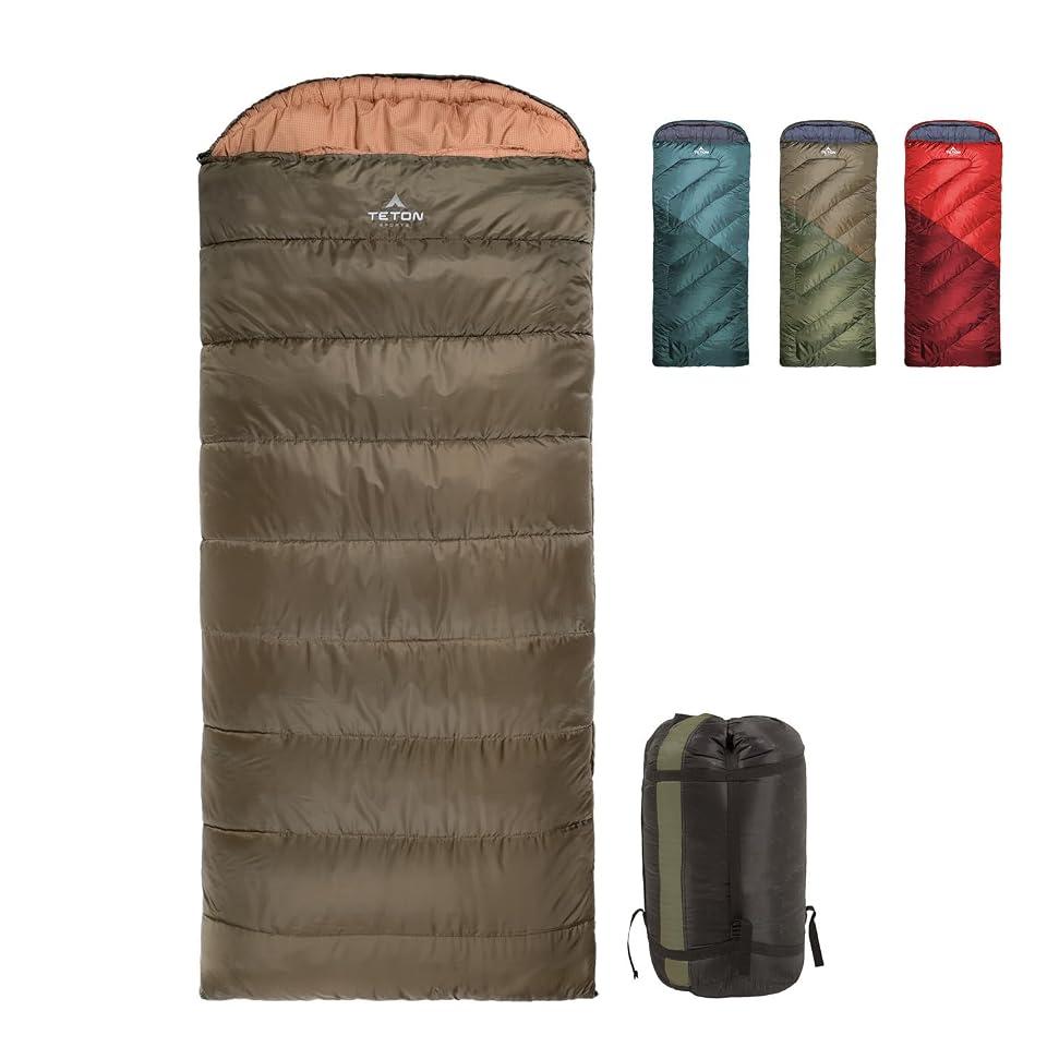 Teton Celsius Regular, 0 Degree Sleeping Bag, All Weather Bag for Adults and Kids Camping Made Easy and Warm Stuff Sack Included, Green (right zip), Regular 0f
