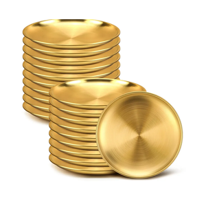 Nuogo 20 Pieces Stainless Steel Gold Plates 6.5 Inch Gold Dinner Plates Metal Serving Tray Dessert Dishes for BBQ, Salad, Snack, Desserts, Food Serving, Outdoor Camping Nuogo 20 Pieces Stainless Steel Gold Plates 6.5 Inch Gold Dinner Plates Metal Serving Tray Dessert Dishes for BBQ, Salad, Snack, Desserts, Food Serving, Outdoor Camping