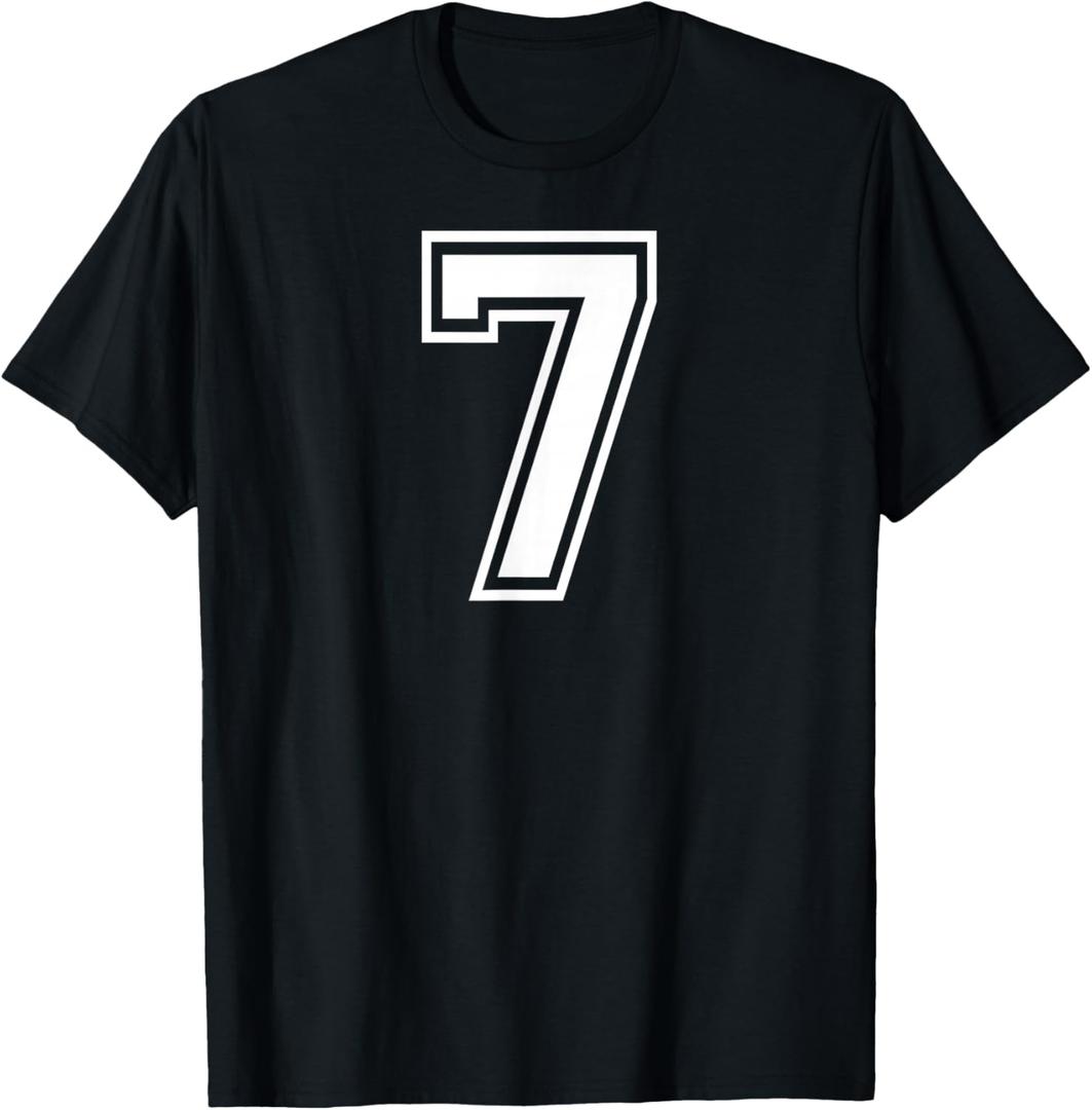 7 Number Seven Team Sports Graphic Design Matching Varsity T-Shirt, M