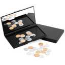 2 Pcs Makeup Plastic Magnetic Palette Magnetic Eyeshadow Empty Cream Blush Palette with Mirror and 30 Round Adhesive Metal Stickers for Eyeshadow Lipstick Blush Powder Foundation, Black