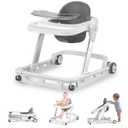 Baby Walker, Baby Walkers for Boys and Girls 6-12 Months, Baby Walker with Wheels, with Removable Dining Tray, Three Adjustable Heights, Baby Activity Center with Silent Adjustable Speed Wheel