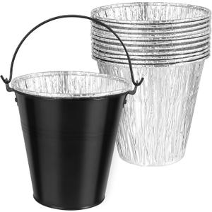 Grease Bucket for Pit Boss 74400 Traeger Rec Tec Z Grills Oklahoma Joe Grill Drip Bucket Louisiana Smoker Replacement Parts Metal Pail 13pcs Foil Liners Oil Catcher Container Pellet Accessories