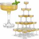 20 Pcs Champagne Tower Glasses, 7oz Plastic Martini Glasses, Unbreakable Martini Glasses Clear Reusable Cocktail Acrylic Coupe Drinkware for Champagne Tower Wedding Birthday Bar Party (20, Clear)