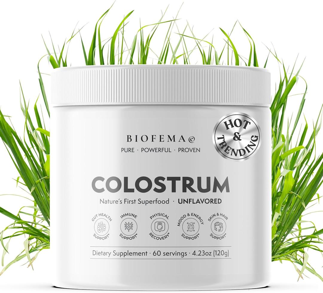 2 x BIOFEMA Bovine Colostrum Supplement - Natures Superfood  First Milk Powder Magic for Gut Health, Immune Support, Physical Recovery, Skin, Hair & Nail Health