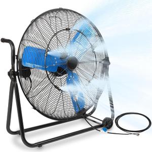 24 Inch Industrial Fan Heavy Duty, 8500 CFM High Velocity Floor Fan Misting 3 Speeds, Metal Construction and Aluminum Blades, 360 Tilt Metal Fan Cooling Outdoor Patio Garage Warehouse Shop Factory