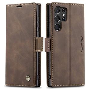 SINIANL for Samsung Galaxy S24 Ultra Case Wallet, Leather Book Folding Flip Cover with Kickstand Card Holders Slots Leather Case for Galaxy S24 Ultra Coffee