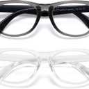 DYLB Kids Blue Light Blocking Glasses girls boys 2 pack, computer video gaming glasses for kids girls boys Age 3-10,Anti blue light & Headache (transparent black + transparent)