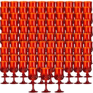 XKXKKE 100 Pcs Red Plastic Glasses, Plastic Water Goblets for Parties, Stemmed Drinking Glasses for Wedding Reception, Grand Event Party Bar Supplies Reusable Drinking Cups