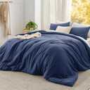 Bedsure Super King Comforter Set, Navy Soft Prewashed Bedding for All Seasons, 3 Pieces GentleSoft Bed Set, 1 Lightweight Comforter (120"x120") and 2 Pillowcases (20"x36")