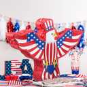 Hicarer Patriotic Piata with Red White Blue Piata Stick Blindfold and Pentagram for Adult Memorial Day 4th of July Independence Day Patriotic Party Decorations Supplies(Eagle)