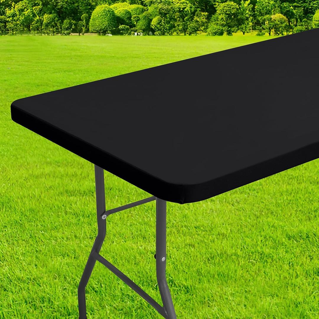 homing Rectangle Table Cloth Cover, Waterproof Polyester Elastic Fitted Tablecloth, Washable Table Protector for Picnic, Camping, Outdoor (Black, 24" x 36")