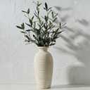 Vaseking Ceramic Natural Rustic Vase, 14.4 Inch Large Vintage Flower Threaded Decorative Farmhouse Tall Vase for Home Decor, Living Room, Shelf Decor, Wedding, Housewarming Gift, Off-White