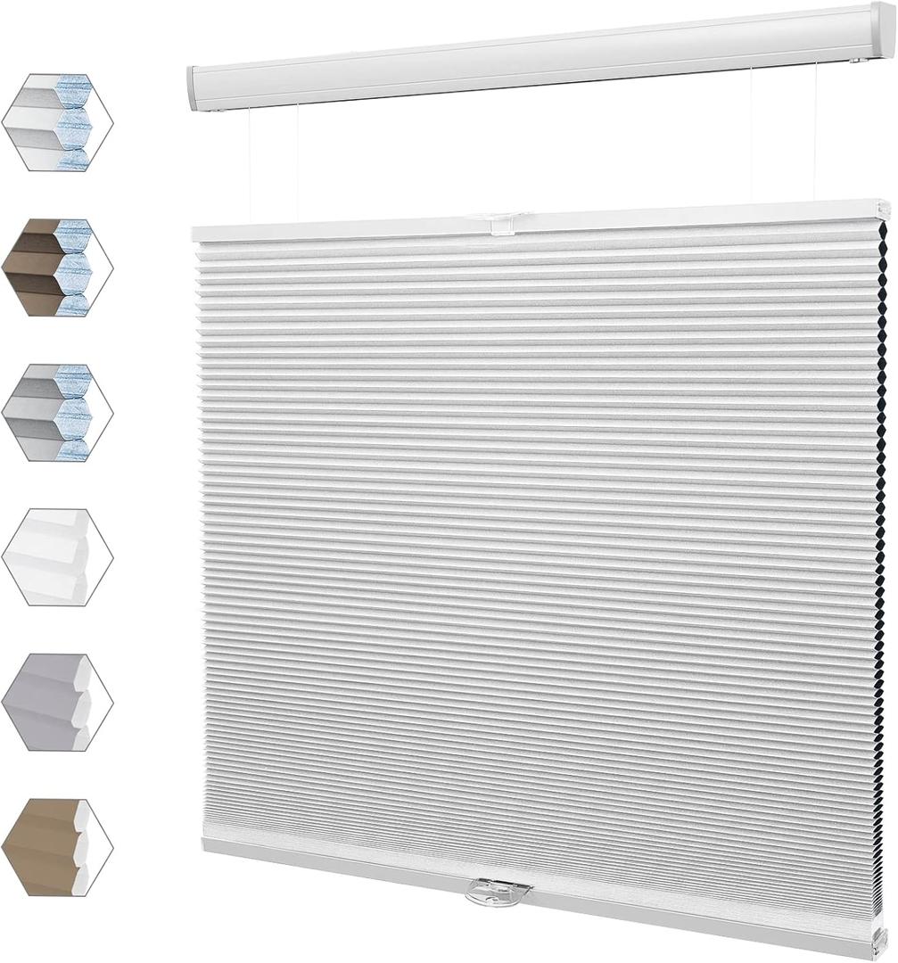 Top Down Bottom Up Blackout Cellular Shades, Cordless up Down Blinds, Honeycomb Blinds, Room Darkening, White 81x122