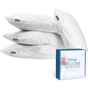 King Pillow Protector Waterproof with Zipper 4 Pack, 20x36 inch King Size Pillow Protector, Pillow Covers Encasement Pillow Case White