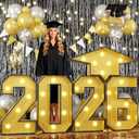 Froova 2026 Light Up Numbers Marquee 3FT for Graduation Decorations Graduation Cap Gold Large Mosaic Number Lights Sign Cardboard Pre-Cut Frame for Class of 2026 High School College Grad Party