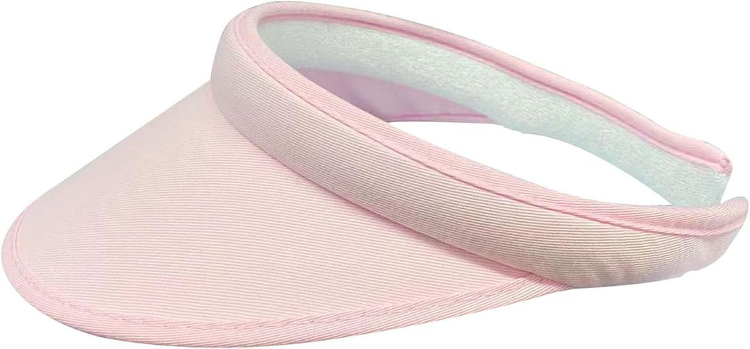 Cotton Visor Hat Women Men Clip-on Visors Hats Adjustable Outdoor Sports Golf Beach Wide Brim Sun Cap (US, Numeric, 6 3/4, 7 1/2, Light Pink) (Pink)