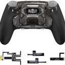 eXtremeRate Beyond Back Paddles Kit for PS5 Edge Controller, OLED Display, Redesigned Ergonomic Rubberized Grips Bottom Shell, Remappable 4 Back Buttons Set for PS5 Edge Controller - Clear & Black