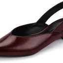 IDIFU Women's Flats Pointed Toe Slingback Dress Shoes for Women Comfortable Dressy Fashion Trendy Flat Shoes Work Bridal Wedding Office Cute Buckle Dress Flats
 (7, Red Pu)