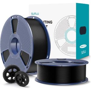 SUNLU PLA+2.0 3D Printer Filament 2KG, Upgrade PLA+ Filament 1.75mm, Tougher and Stronger, Dimensional Accuracy +/-0.02mm, 1KG per Spool, 2 Pack, 2KG Total, Black+Black