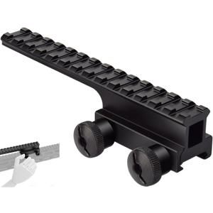 Riser Mount, Tactical High Profile Picatinny Weaver Rail Flat Top Mount Adaptor and Riser for Scopes and Optics, 1" H x 5.7" L, 14 Slots