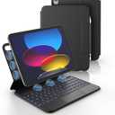 Dexnor for iPad (A16) 11th/10th Generation Case with Keyboard Ultra-Light Magnetic Detachable Folio Keyboard Cover Multi-Touch Trackpad Backlit for iPad 10th Gen 10.9" (2022)/11th Gen (2025), Black
