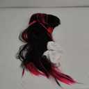 Newcotte 4 Pcs Halloween Vampire Costume Set Pink Black Wig with White Lace Ruffle Collar Lace Gloves Vampire Fake Teeth Fangs Spooky Cute Gothic Halloween Cosplay Accessories for Teenage Women Outfit