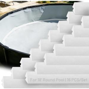 Peel and Stick Above Ground Pool Cove Foam, 16 Pack 46.5-inch Liner Protection & Floor Support Made of High-Density Waterproof Foam for 18' Pools, Easy to Install Above Ground Pool Accessories