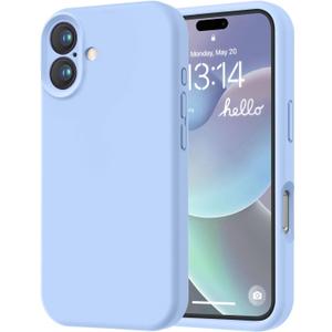 LOVE 3000 Designed for iPhone 16 Case, Premium Silicone with [Soft Anti-Scratch Microfiber Lining] Shockproof Protective Phone Case for Men Women Girls 6.1", Light Blue
