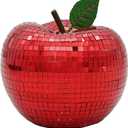Apple-Shaped Disco Ball Red Mirror-Decor  Vibrant Red Centerpiece for Parties Homes& Special Events (red)