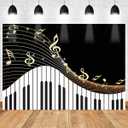 10x7ft Abstract Photography Black and White Piano Keys Music Symbols Party Photo Booth Backdrop